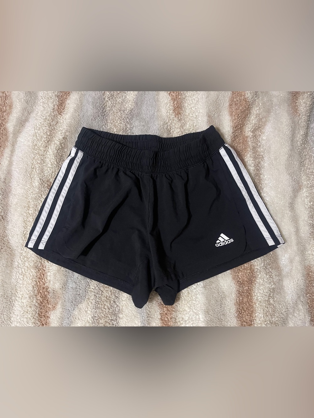 adidas Black Athletic Shorts with White Side Stripes